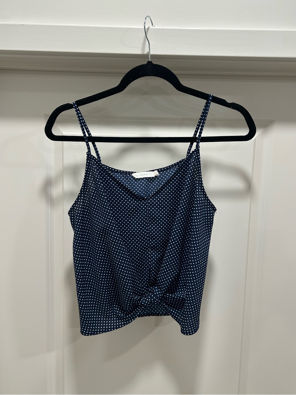 Lush Navy Blue Polka Dot Spaghetti Strap Camisole